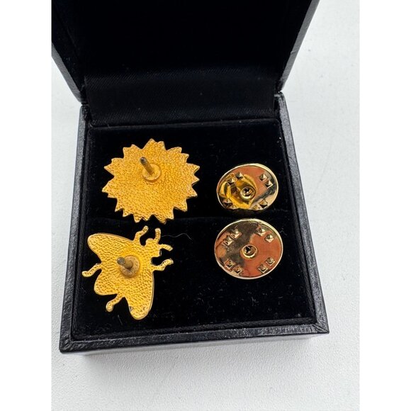 Vintage Bee And Sunflower Gold Tone Pin Brooch - Picture 3 of 4